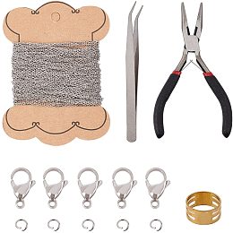 Unicraftale DIY Jewelry Making, with 304 Stainless Steel Lobster Claw Clasps & Jump Rings & Beading Tweezers & Cable Chains, Brass Assistant Tool, Carbon Steel Needle Nose Pliers, Mixed Color, 12x7x4mm, Hole: 1mm, 30pcs