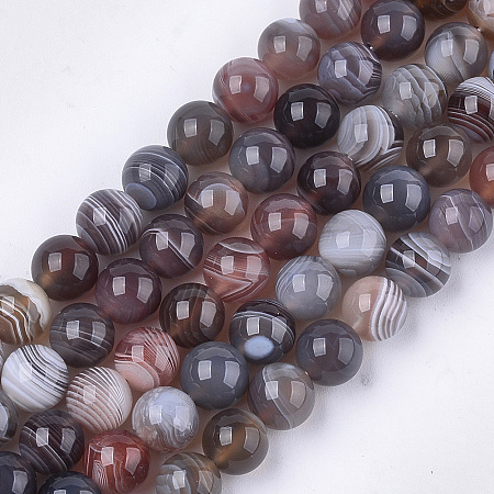 Arricraft Natural Botswana Agate Beads Strands, Round, 8mm, Hole: 1mm, about 23~25pcs/strand, 7.6 inches