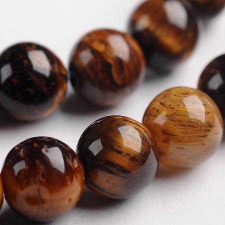 ARRICRAFT Round Natural Tiger Eye Gemstone Bead Strands, 6mm, Hole: 1mm, about 63pcs/strand, 14.9 inches