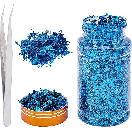 Foil Chip Flake, Nail Art Decoration Accessories, Cornflower Blue, Bottle: 87x46mm, 1 bottle
