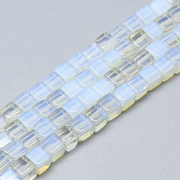 Arricraft Opalite Beads Strands, Cube, 6~6.5x6~6.5x6~6.5mm, Hole: 1mm, about 65pcs/strand, 16.1 inches