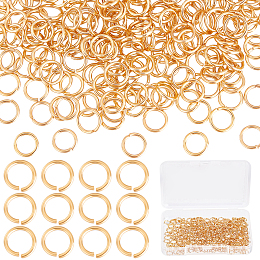 Beebeecraft 1 Box 300Pcs Gold Jump Rings 18K Gold Plated Open Jump Rings 5mm for Jewelry Making Necklace Keychains Yellow Connector