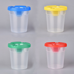 Arricraft Children's No Spill Plastic Paint Cups, with Colored Lids, for Cleaning, Mixed Color, 8.7cm; 4pcs/set