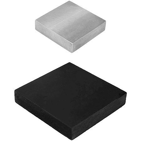 BENECREAT Gold Hammer Square Iron Anvil Workbenches and Elastic Rubber Block Sets, for Jewelry Making DIY Tools, Mixed Color, 2pcs/set