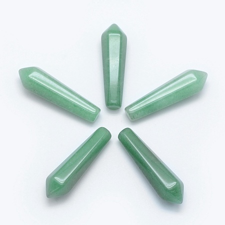 ARRICRAFT Natural Green Aventurine Pointed Beads, Bullet, Undrilled/No Hole Beads, 30.5x9x8mm