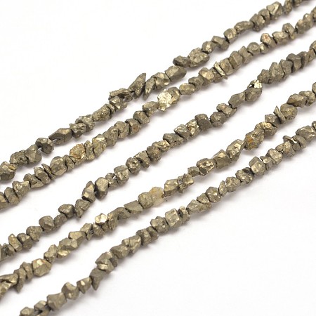 Arricraft Natural Pyrite Nuggets Beads Strands, 3~5x3~5mm, Hole: 1mm, about 15.7 inches
