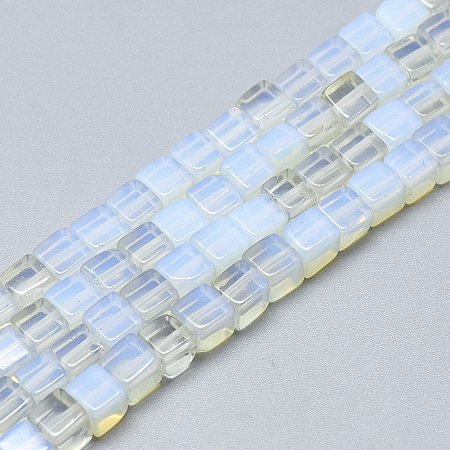Arricraft Opalite Beads Strands, Cube, 6~6.5x6~6.5x6~6.5mm, Hole: 1mm, about 65pcs/strand, 16.1 inches