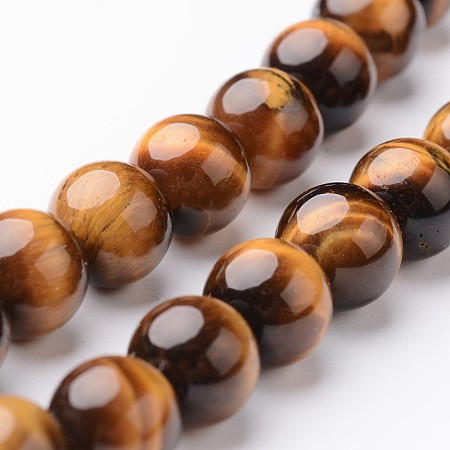 ARRICRAFT Round Natural Tiger Eye Bead Strands, Grade A, 8mm, hole: 1mm, about 47~48pcs/strand, 15 inches