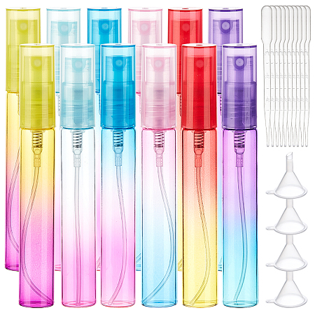 Glass Spray Bottles, Refillable Bottles, with Plastic Funnel Hopper, Dropper, Mixed Color, 10.1cm; Capacity: 8ml