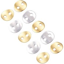 Unicraftale 2-Hole 304 Stainless Steel Sewing Buttons, Flat Oval, Golden & Stainless Steel Color, 14x12x0.8~1mm, Hole: 2mm, 2 colors, 20pcs/color, 40pcs/box