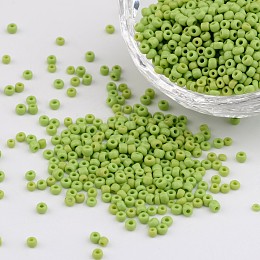 Honeyhandy 12/0 Opaque Colours Round Glass Seed Beads, Green Yellow, Size: about 2mm in diameter, hole:1mm, about 3303pcs/50g