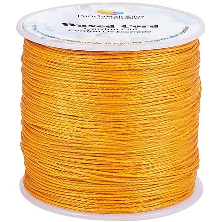 Arricraft 116 Yards 0.5mm Round Waxed Polyester Cords Thread Beading String Spool for Bracelet Necklace Jewelry Making Macrame Supplies, Gold
