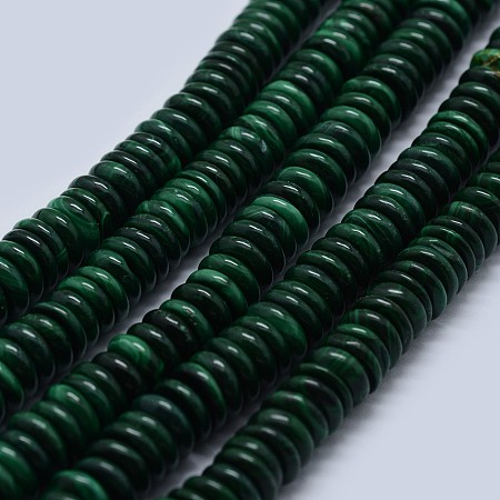 ARRICRAFT Natural Malachite Beads Strands, Heishi Beads, Disc/Flat Round, 8x2.5~3mm, Hole: 1mm, about 140pcs/strand, 15.7 inches(40cm)