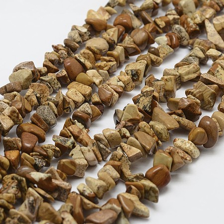 Arricraft Natural Picture Jasper Beads Strands, Chip, BurlyWood, 3~5x7~13x2~4mm, Hole: 0.4mm, 34.9 inches