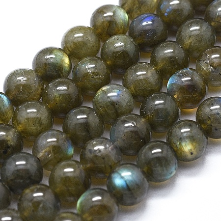 ARRICRAFT Natural Labradorite Beads Strands, Round, 8mm in diameter, hole: 1mm, about 50pcs/strand, 15.7 inches(40cm)
