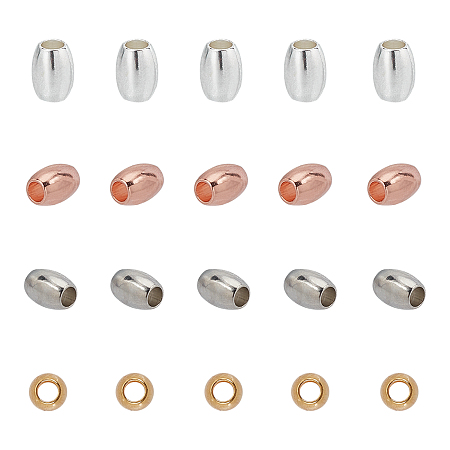ARRICRAFT Oval Brass Spacer Beads, Mixed Color, 4x3mm, Hole: 1.5mm, 100pcs/color, 4 colors, 400pcs/box