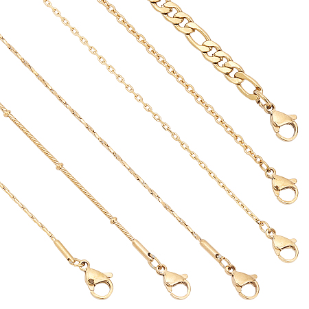 Unicraftale 304 Stainless Steel Chain Necklace Making, with Lobster Claw Clasp, Golden, 6pcs/box