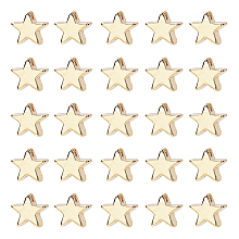 Brass Beads, Long-Lasting Plated, Star, Real 14K Gold Plated, 6x6x3mm, Hole: 1.2mm, 60pcs/box