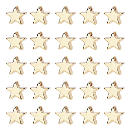 Brass Beads, Long-Lasting Plated, Star, Real 14K Gold Plated, 6x6x3mm, Hole: 1.2mm, 60pcs/box