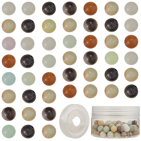 SUNNYCLUE DIY Bead Stretch Bracelets Making, with Natural Amazonite Round Beads and Elastic Thread, 8mm, Hole: 1mm, 100pcs/box