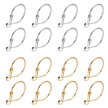 SUPERFINDINGS Brass Hoop Earrings, Platinum & Golden, 20x1.2mm; 2 colors, 20pcs/color, 40pcs/box