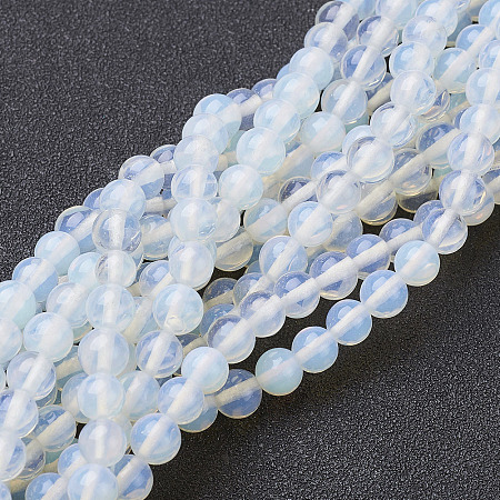 Arricraft 16 inches long Opalite Loose Beads Round Beads Strands, White, 6mm, Hole: 0.8mm, about 65pcs/strand, 16 inches