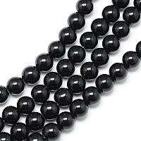Arricraft Synthetic Black Stone Bead Strands, Round, 6mm, Hole: 1mm, about 65pcs/strand, 15.7 inches