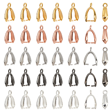 Nbeads 150Pcs 5 Colors Grade AA Brass Ice Pick Pinch Bails for Pendant Making, Cadmium Free & Nickel Free & Lead Free, Mixed Color, 14x7x5mm, Hole: 2mm, Pin: 1mm, 30pcs/color