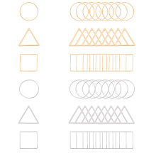 Unicraftale 304 Stainless Steel Linking Ring, Triangle & Square & Ring, Golden & Stainless Steel Color, 68x52x11mm; 36pcs/box