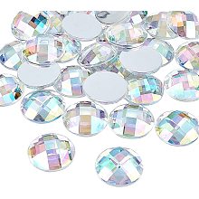 FINGERINSPIRE Taiwan Acrylic Rhinestone Cabochons, Flat Back and Faceted, Half Round/Dome, Clear AB, 20x6mm, 30pcs/box