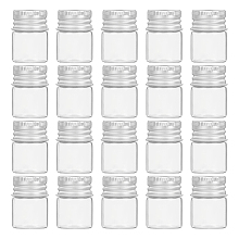 Glass Bottles, with Screw Aluminum Cap and Silicone Stopper, Empty Jar, Platinum, Clear, 3x2.2cm; Capacity: 5ml(0.17 fl. oz), 20pcs/box