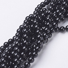 Arricraft Natural Black Onyx Round Beads Strands, Black Agate, Grade A, Dyed, Black, 6mm, Hole: 1mm, about 63pcs/strand, 15.5 inches