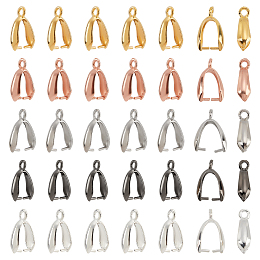 Nbeads 150Pcs 5 Colors Grade AA Brass Ice Pick Pinch Bails for Pendant Making, Cadmium Free & Nickel Free & Lead Free, Mixed Color, 14x7x5mm, Hole: 2mm, Pin: 1mm, 30pcs/color