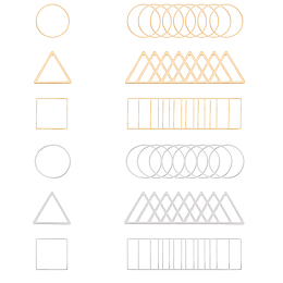 Unicraftale 304 Stainless Steel Linking Ring, Triangle & Square & Ring, Golden & Stainless Steel Color, 68x52x11mm; 36pcs/box