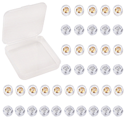 SUNNYCLUE Silicone Ear Nuts, Earring Backs, with Brass Findings, Half Round, Platinum & Golden, 5x3.5mm, Hole: 1mm; 2 colors, 20pcs/color, 40pcs/box