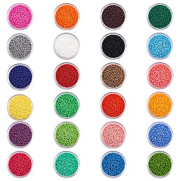 BENECREAT 1 Pack 24 Color 11/0 Round Glass Seed Beads Sets Diameter 2mm Loose Beads for DIY Craft