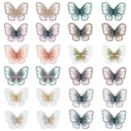 NBEADS 72 Pcs Butterfly Lace Patches, 12 Colors Embroidery Patches Organza Lace Appliques Sew on Patches for Repairing and Decorating Clothing