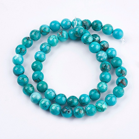 Arricraft Natural Howlite Beads Strands, Round, Dyed & Heated, 8mm, Hole: 1mm, about 51pcs/strand, 15.9 inches(40.5cm)