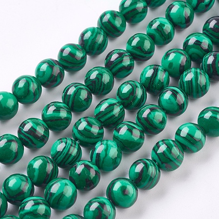 ARRICRAFT Synthetic Malachite Beads Strands, Round, Dyed, Dark Green, 8mm, Hole: 1mm, about 50pcs/strand, 15.7 inches(40cm)