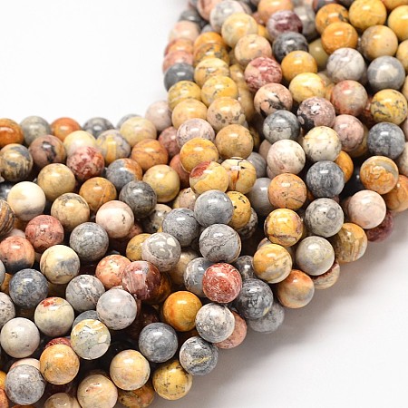 Arricraft Round Natural Picasso Stone/Picasso Jasper Beads Strands, 10mm, Hole: 1mm, about 40pcs/strand, 15.7 inches