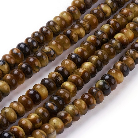 ARRICRAFT Natural Tiger Eye Beads Strands, Rondelle, 8x5mm, Hole: 1mm, about 81pcs/strand, 15.5 inches(39.5cm)