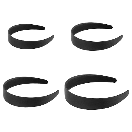 Plastic Hair Bands, with Cloth Covered, Black, 1.5~2.8cm, Inner Diameter: 10~12.5cm, 20pcs/set