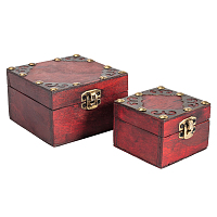 Olycraft Wood Jewelry Box, with Front Clasp, for Arts Hobbies and Home Storage, Rectangle, Dark Red, 7.8x6.9x5.3cm, 10.5x9.9x6.4cm; 2pxs/set