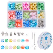 SUNNYCLUE DIY Dangle Earring Making Kits, include Glass Beads, Alloy Spacer Beads & Pendants, Brass Earring Hooks, Elastic Crystal Thread, Mixed Color