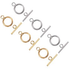 Unicraftale 304 Stainless Steel Ring Toggle Clasps, with Bead Container, Golden & Stainless Steel Color,  6.8x5.2x1.1cm, 20sets/box