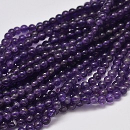 Arricraft Round Grade A Natural Amethyst Bead Strands, 4mm, Hole: 0.8mm, about 90~98pcs/strand, 15.5 inches