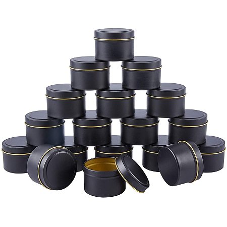 NBEADS Tinplate Candle Tins, with Slip-On Lids, for Making Candles, Arts & Crafts, Dry Storage, Party Favors and More, Black, 6.8x4.85cm, Inner Diameter: 6.05cm
