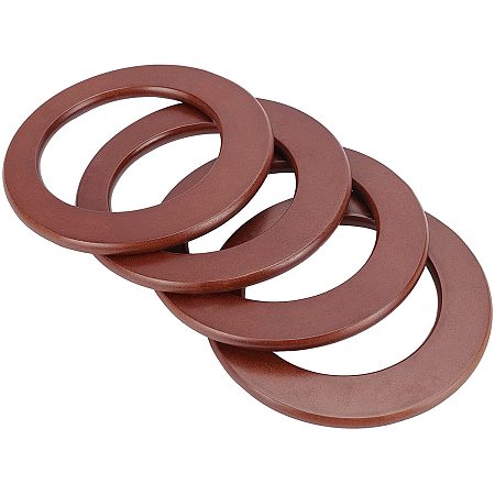 PANDAHALL ELITE Wooden Flat Round Shape Purse Handle, for Bag Handles Replacement Accessories, Brown, 145x9mm; Inner Diameter: 104mm