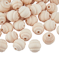 Olycraft Natural Wood European Beads, Beehive Beads, Floral White, 20x19.5mm, Hole: 4mm, 50pcs/bag