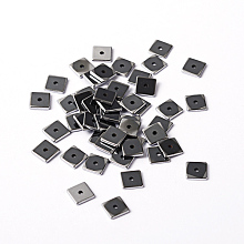 Arricraft Electroplate Non-magnetic Synthetic Hematite Beads, Square, Platinum Plated, 6x6x1mm, Hole: 1mm